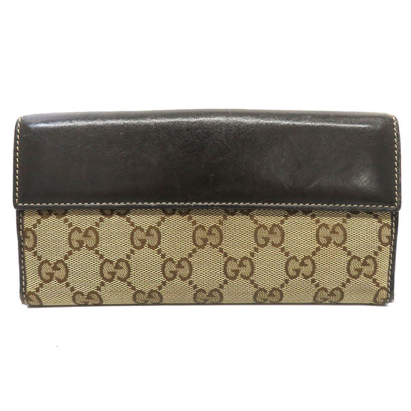 Gucci Canvas Heart Wallet Bifold GG Long Beige Brown Leather - Picture 1 of 6